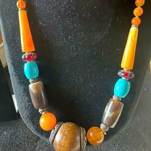 Avon Vintage Multi Bead & Wood Necklace 20 inches